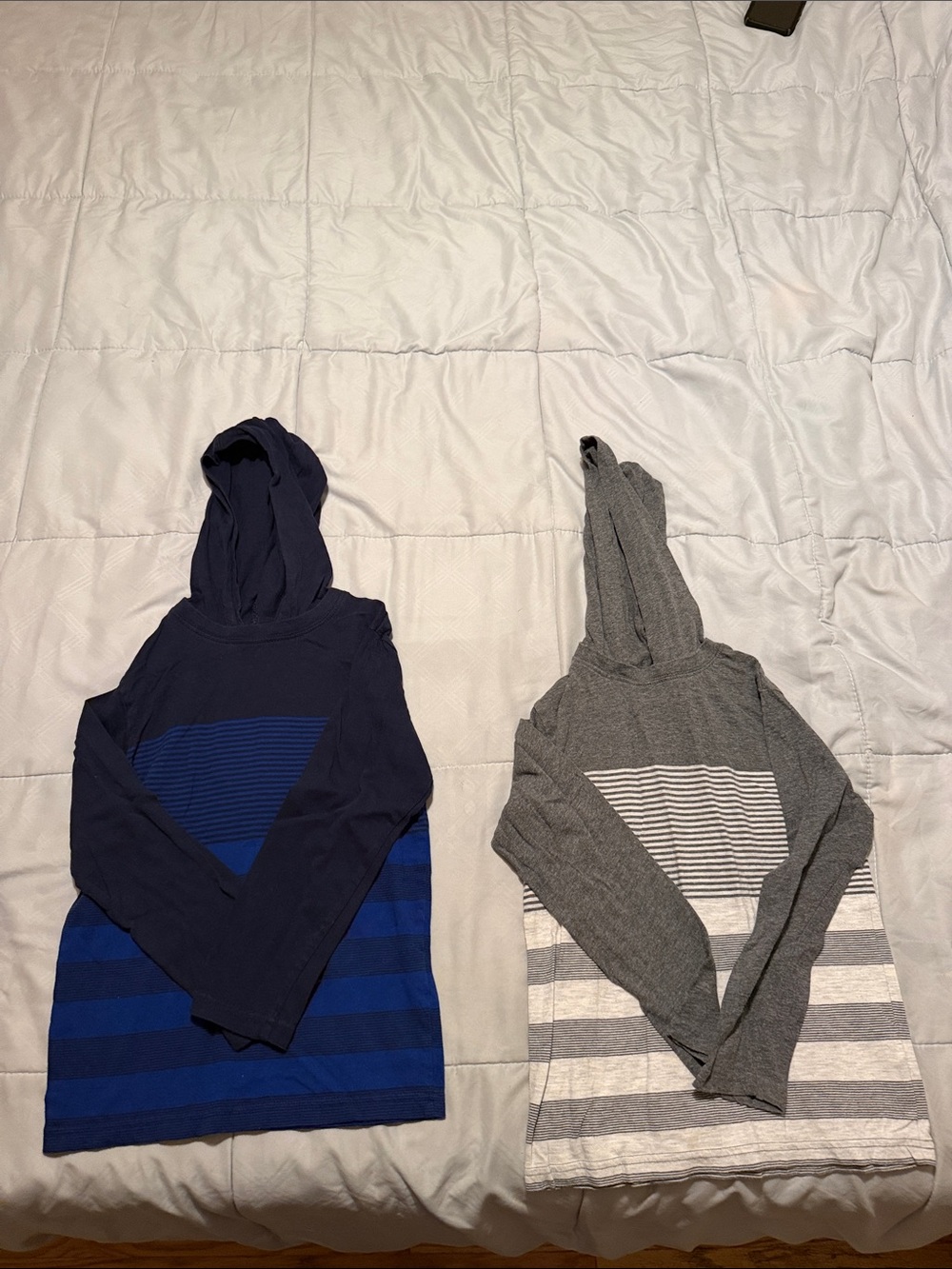 The Children's Place Navy & Gray Hooded Short Sleeve Tees - Striped